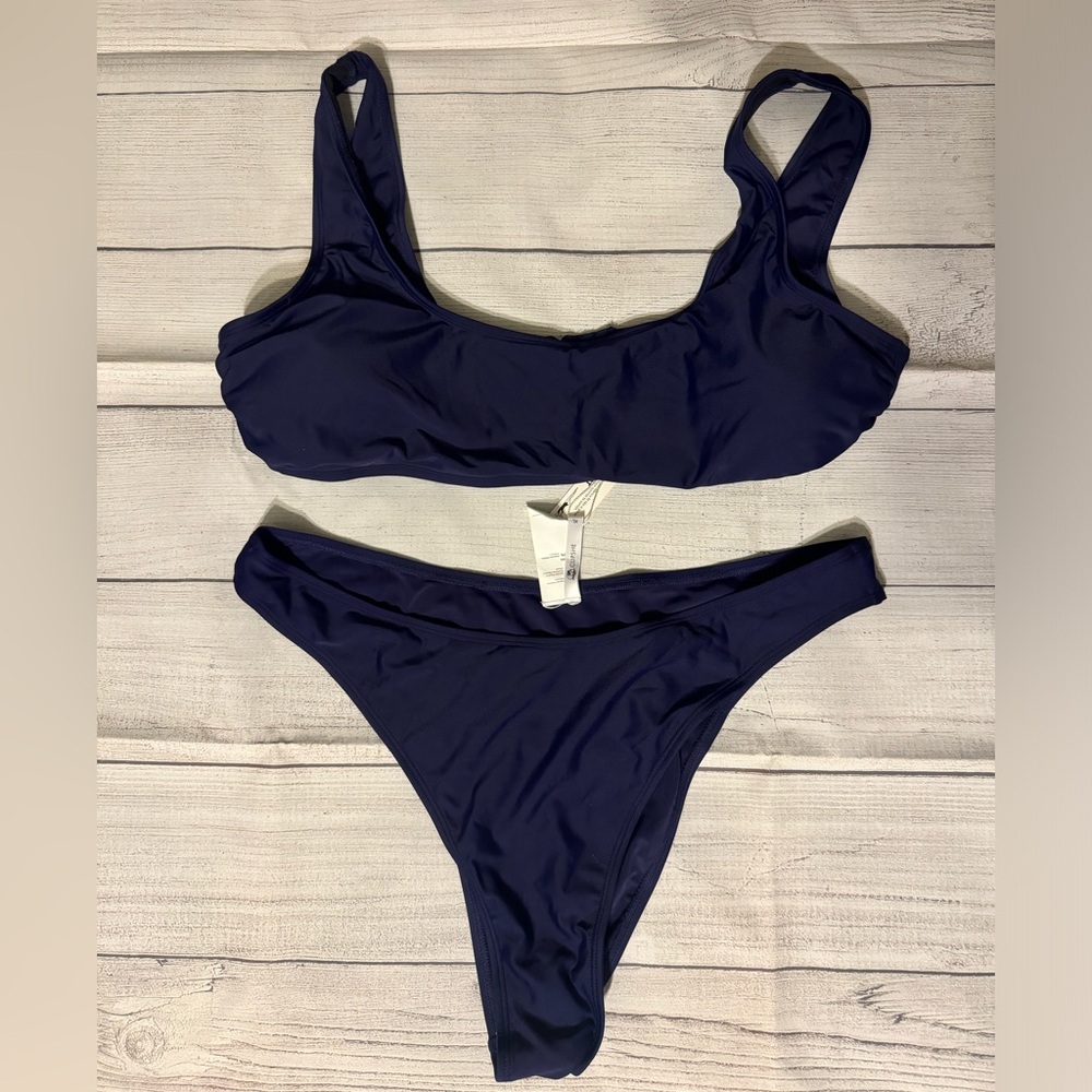 Cupshe Navy Blue High Waist Bikini